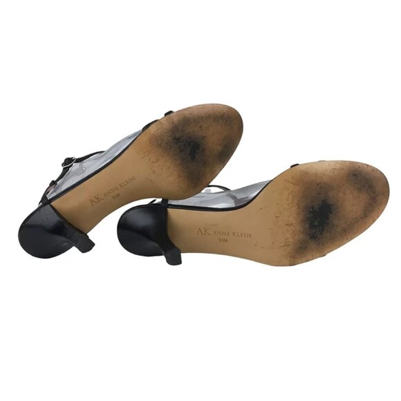 Anne Klein Womens Black Leather Open Toe‎ Slingback Stiletto Heel Size US 8.5 M - Picture 7 of 9